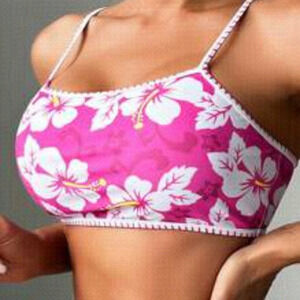 SHEIN Women's Floral Print Whip Stitch  Bikini Top (Size Small) (New)